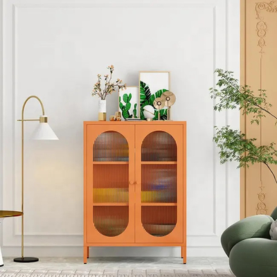 Glastür-Küchen-Aluminium-Stahl-Sideboard-Aufbewahrungsschrank mit Beinen