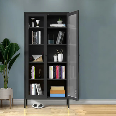 Stahltür-Wohnzimmer-Buch-Kabinett des schrank-2 mit dem Metallbein