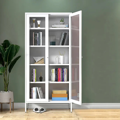 Stahltür-Wohnzimmer-Buch-Kabinett des schrank-2 mit dem Metallbein